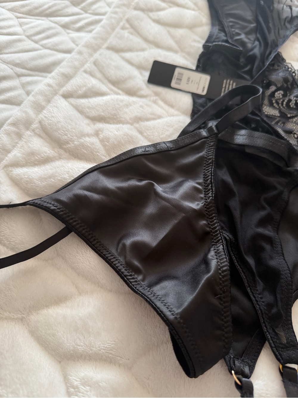 NEW! Fashion Nova Black 2-pc Lace Plunge Bodysuit with Satin Waist size small - Picture 11 of 11